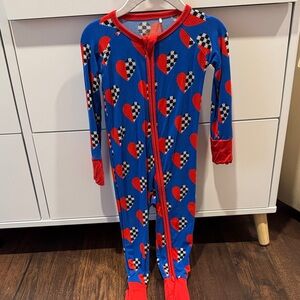 Kiki + LuLu Blue and Red Heart Kids One Piece 12-18